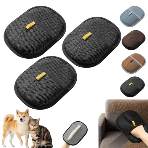 Snrtevu Tierhaarentferner Handschuh, 2025 Neu Pet Hair Remover Glove, Wiederverwendbare Antistatische Haarentfernungshandschuh FüR Haustiere, FüR Verwendet Reinigung Haarentfernung (Schwarz,3PCS) von Snrtevu