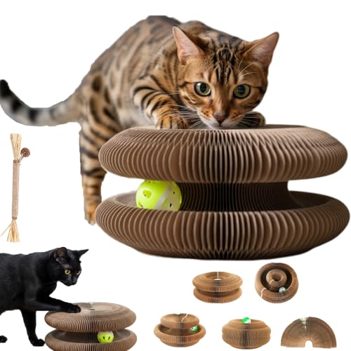 Snrtevu Twisty Paws Cat Toy, Kratzkreisel Interaktives Kartonlabyrinth Für Katzen, Kratzspielzeug Für Katzen Mit Ball, Wellpappe, Shape-Shifting Design, Für Indoor Unterhaltung (1PC) von Snrtevu