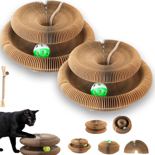 Snrtevu Twisty Paws Cat Toy, Kratzkreisel Interaktives Kartonlabyrinth Für Katzen, Kratzspielzeug Für Katzen Mit Ball, Wellpappe, Shape-Shifting Design, Für Indoor Unterhaltung (2PCS) von Snrtevu
