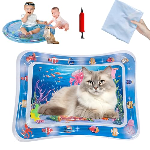 Snrtevu Wassermatte Katzen Kratzfest, Katzen Spiel&Kühl Wassermatte Rund, Verdickte Wassermatte Für Katzen Und Hunde, Feel Cool Komfort Für Haustier (Stil-1) von Snrtevu