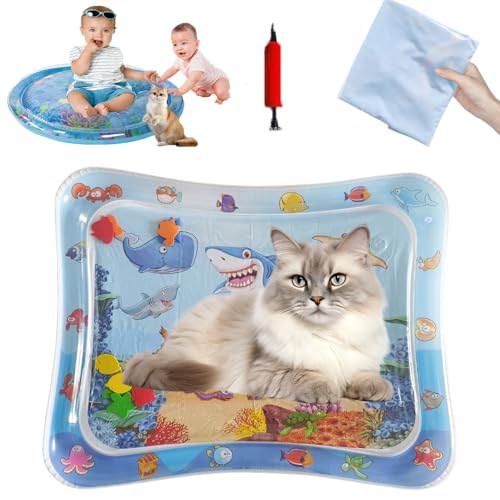 Snrtevu Wassermatte Katzen Kratzfest, Katzen Spiel&Kühl Wassermatte Rund, Verdickte Wassermatte Für Katzen Und Hunde, Feel Cool Komfort Für Haustier (Stil-3) von Snrtevu