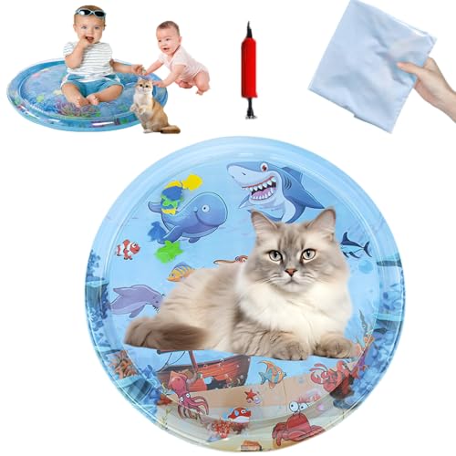 Snrtevu Wassermatte Katzen Kratzfest, Katzen Spiel&Kühl Wassermatte Rund, Verdickte Wassermatte Für Katzen Und Hunde, Feel Cool Komfort Für Haustier (Stil-5) von Snrtevu