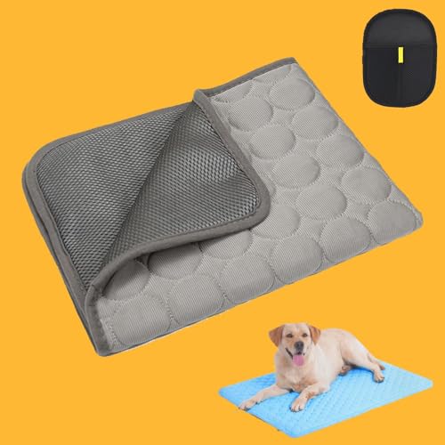 Snrtevu Zoocool - Kühlmatte Für Hunde Und Katzen, Kühldecke Hund Ohne Gel, Sommer Kühlkissen Für Hunde, Selbstkühlend, Für Zuhause Unterwegs Oder Im Auto (Grey,Xl/100 * 70cm) von Snrtevu