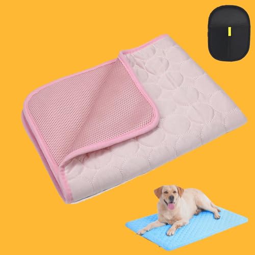 Snrtevu Zoocool - Kühlmatte Für Hunde Und Katzen, Kühldecke Hund Ohne Gel, Sommer Kühlkissen Für Hunde, Selbstkühlend, Für Zuhause Unterwegs Oder Im Auto (PINK,Xl/100 * 70cm) von Snrtevu