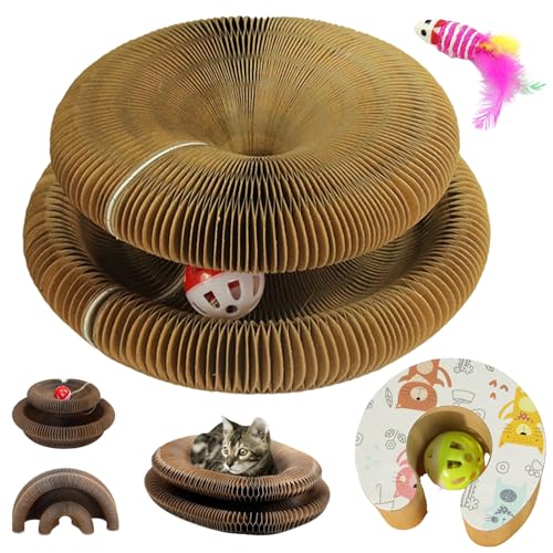 Twisyt Paws Cat Toy, Kratzkokon FüR Katzen, Katzenwirbel, Tragbare Pet Cat Scratch Board, Kratzspielzeug FüR Katzen Mit Glockenball (A Weißer Katzenkopf) von Snrtevu