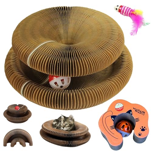 Twisyt Paws Cat Toy, Kratzkokon FüR Katzen, Katzenwirbel, Tragbare Pet Cat Scratch Board, Kratzspielzeug FüR Katzen Mit Glockenball (B Blumenmuster) von Snrtevu
