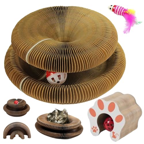 Twisyt Paws Cat Toy, Kratzkokon FüR Katzen, Katzenwirbel, Tragbare Pet Cat Scratch Board, Kratzspielzeug FüR Katzen Mit Glockenball (D Katzenpfotenmuster) von Snrtevu