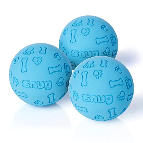 Snug Gummi-Hundebälle für kleine und mittelgroße Hunde, Tennisballgröße, praktisch unzerstörbar, 3 Stück, Blau von SnuG