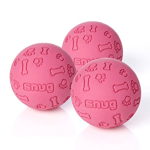 SnuG Hundebälle aus Gummi für kleine und mittelgroße Hunde, Tennisball, praktisch unzerstörbar, 3 Stück, Pink von SnuG