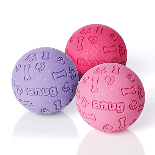 SnuG Hundebälle aus Gummi für kleine und mittelgroße Hunde, Tennisball, praktisch unzerstörbar, 3 Stück von SnuG