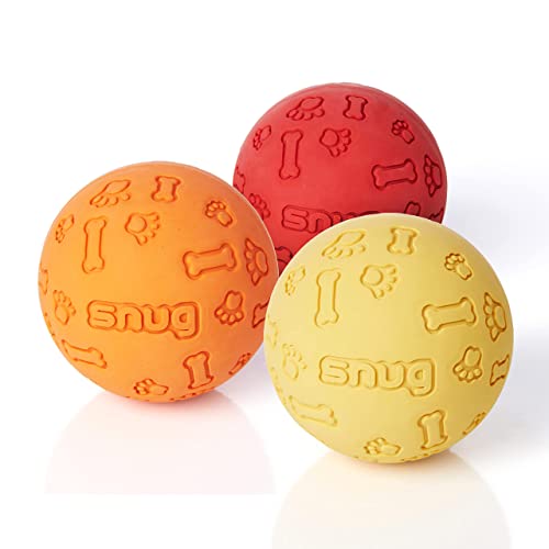 Snug Gummi-Hundebälle für kleine und mittelgroße Hunde, Tennisballgröße, praktisch unzerstörbar, 3 Stück von SnuG
