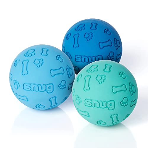 Snug Gummi-Hundebälle für kleine und mittelgroße Hunde – Tennisballgröße – praktisch unzerstörbar (3 Stück – cool) von SnuG