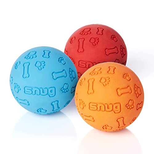 Snug Gummi-Hundebälle für kleine und mittelgroße Hunde – Tennisballgröße – praktisch unzerstörbar (3 Stück – klassisch) von SnuG