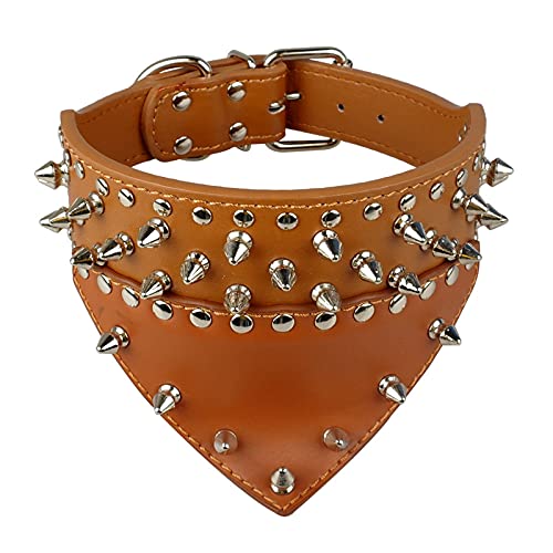 Haustier-Hunde-Bandana Halsbänder Leder ährentragende verzierte Haustier Hundehalsband Schal-Halstuch, Braun, L von Snufeve