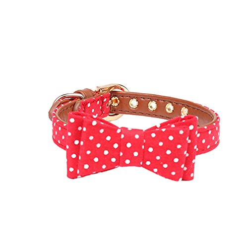 Kleine Hundehalsband Bandana aus weichem Leder Hundeleine netten Bogen-Katzenhalsband Pet Teacup Kragen, Red Bow Collar, L von Snufeve