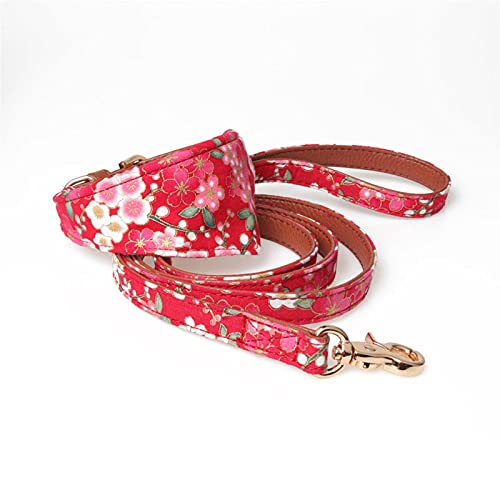 Leder Hundehalsband Bandana Leine Katzen-Haustier-Plaid-Punkt-Schal, Red Cherry1, L Bandana 1.5x47cm von Snufeve
