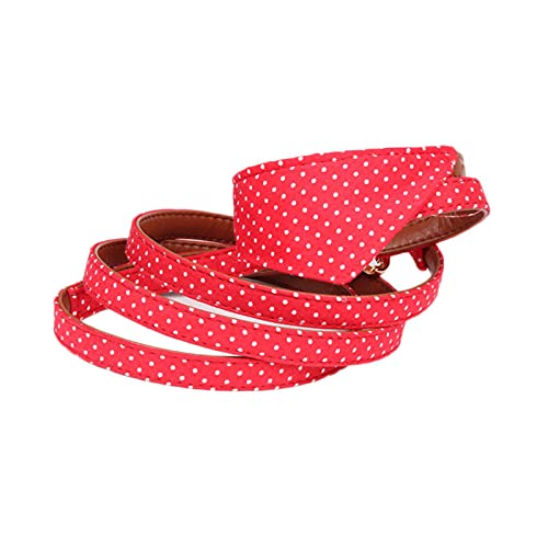 Leder Hundehalsband Bandana Leine Katzen-Haustier-Plaid-Punkt-Schal, Roter Punkt, L Bandana 1.5x47cm von Snufeve