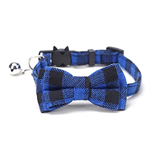 Plaid Baumwolle Pet Hunde Halsbänder mit Bowknothalskette Bulldog Chihuahua Fliege für kleine Welpen Katzen Bandana Kragen, Blau, 1,0 X 28cm von Snufeve