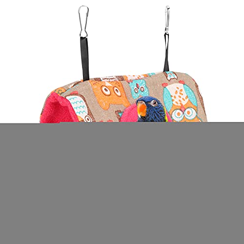 Snufeve6 Vogel hängendes Bett, Papageien Hängematte Leichtes warmes trockenes schnelles Bettzelt Flauschig zum Spielen für Vögel zum Verstecken(L, Owl + Rose red Bottom) von Snufeve6