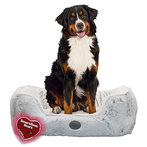 Snuggle Puppy Heartbeat Bett – Haustier-Angstlinderung und Beruhigung, waschbares Hundebett mit extra Plüsch, extra große Größe für große/extra große Hunde, Grau von Snuggle Puppy