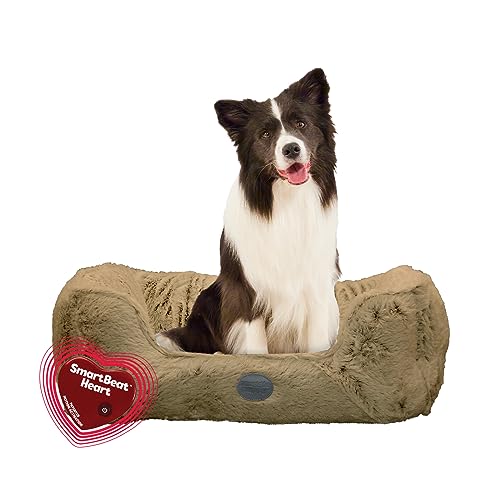 Snuggle Puppy Heartbeat Bett – Haustier-Angstlinderung und beruhigend, waschbar, mit extra Plüsch, große Größe für mittelgroße und große Hunde, Taupe von Snuggle Puppy