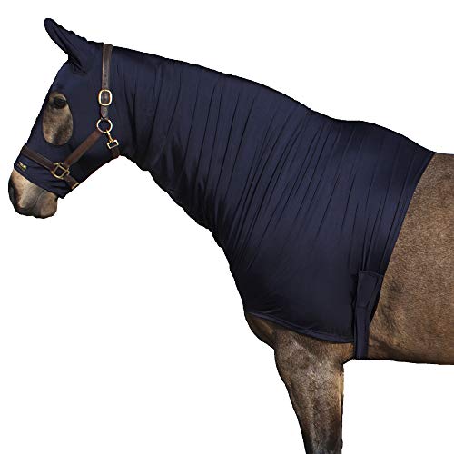 Glänzende Lycra Kapuze für Pferde aus Nylon-Spandex von Snuggy Hoods - 3 Farben, 8 Größen - Überzieh-Version (Marineblau, S) von Snuggy Hoods