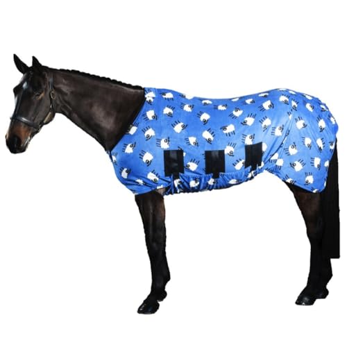 Kuschelige Fleece Decke für Pferde von Snuggy Hoods - Jams Fleece Rug - 5 Farben, 13 Größen (Blaue Schafe, 4'3" ca. 131 cm) von Snuggy Hoods