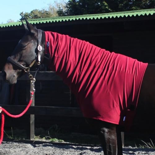 Kuscheliges Fleece Halsteil für Pferde von Snuggy Hoods - Überzieh-Version - 5 Farben, 10 Größen (Burgunderrot, M) von Snuggy Hoods
