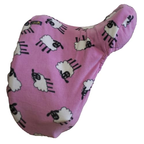 Snuggy Hoods Fleece Sattelüberzug 5 Farben, 2 Größen (Pinke Schafe, S) von Snuggy Hoods