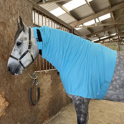 Sommerekzem-Halsteil von Snuggy Hoods für Pferde - effektiver Schutz gegen Sommerekzem - 3 Farben, 8 Größen - Überzieh-Version (Hellblau, ML) von Snuggy Hoods