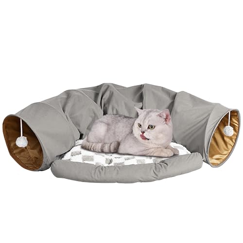 Niedliches Katzentunnelbett für den Innenbereich, zusammenklappbar, waschbar, halbrund, interaktives Spielzeug für Katzen, Welpen, Kaninchen, Grau Niedliches Katzentunnelbett für den Innenbereich, zusammenklappbar, waschbar, halbrund, interaktives Spielzeug für Katzen, Welpen, Kaninchen, Grau von Snugrance