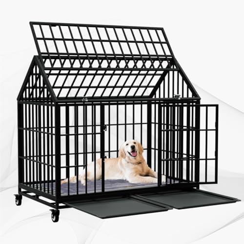 Snuowu 54/48 Zoll Heavy Duty Hundebox Großer Hundekäfig Starke Metall Hundehütten und Kisten für Große Hunde Oben offen mit Rädern 2 Abnehmbare Tabletts Snuowu 54/48 Zoll Heavy Duty Hundebox Großer Hundekäfig Starke Metall Hundehütten und Kisten für Große Hunde Oben offen mit Rädern 2 Abnehmbare Tabletts von Snuowu