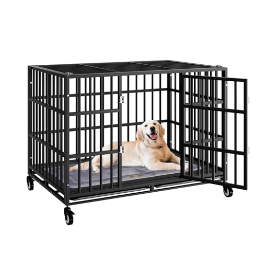 Snuowu Robuste Hundebox mit Rädern, unzerstörbarer ausbruchsicherer Hundekäfig für große Hunde, extra große XL XXL unzerstörbare Hundebox mit herausnehmbarem Tablett, 122 cm Snuowu Robuste Hundebox mit Rädern, unzerstörbarer ausbruchsicherer Hundekäfig für große Hunde, extra große XL XXL unzerstörbare Hundebox mit herausnehmbarem Tablett, 122 cm von Snuowu