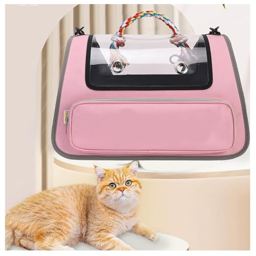 Katzentasche Faltbar und Atmungsaktiv Katzen Transportbox ， für Reisen im Flugzeug, Auto oder Zug Cat Bag für große Katzen und Welpen bis 7kg,Pink von Snyucve