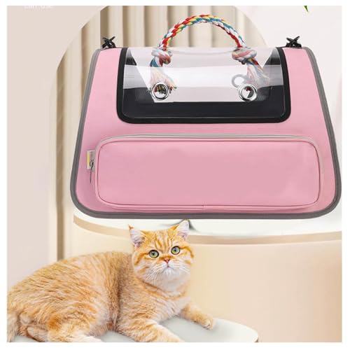 Katzentasche Faltbar und Atmungsaktiv Katzen Transportbox ， für Reisen im Flugzeug, Auto oder Zug Katzen Transportbox für Katzen Kleiner Hund Welpe,Pink von Snyucve