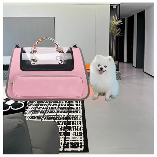 Katzentasche Faltbar und Atmungsaktiv Katzenbox Transportbox ， für Reisen im Flugzeug, Auto oder Zug Katzentasche für große Katzen und Welpen bis 7kg,Pink von Snyucve