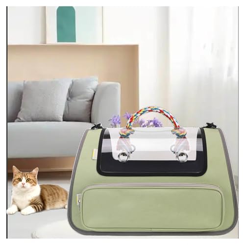 Katzentransporttasche Faltbar und Atmungsaktiv Katzentransportbox ， für Reisen im Flugzeug, Auto oder Zug Katzen Transport für große Katzen und Welpen bis 7kg,Green von Snyucve