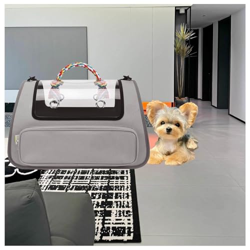 Transporttasche Katze Faltbar und Atmungsaktiv Katzenbox Transportbox ， mit Einstellbar Schultergurt Transportbox Hund für große Katzen und Welpen bis 7kg,Gray von Snyucve