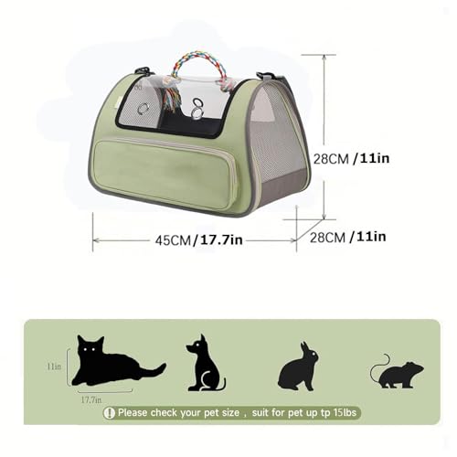 Transporttasche Katze Faltbar und Atmungsaktiv Katzenkorb Transport ， mit Einstellbar Schultergurt Katzen Transportboxen für Katzen Kleiner Hund Welpe,Green von Snyucve