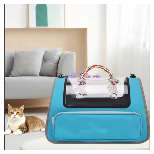 Transporttasche Katze Faltbar und Atmungsaktiv Transportbox Katze ， für Reisen im Flugzeug, Auto oder Zug Katzentransporttasche für große Katzen und Welpen bis 7kg,Blue von Snyucve