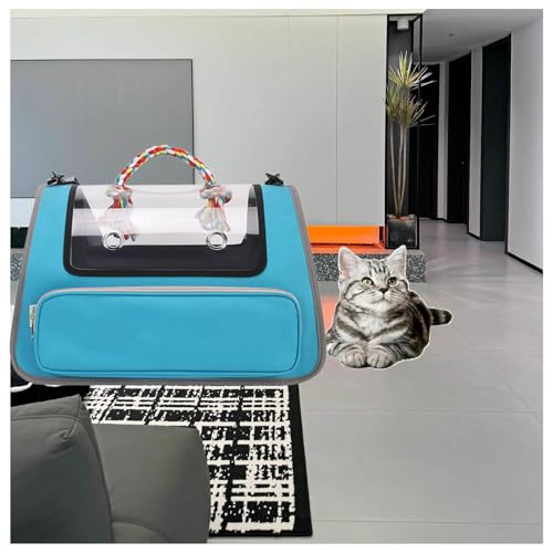 Transporttasche Katze Faltbar und Atmungsaktiv Transportbox Katze ， mit Einstellbar Schultergurt Katzentransportbox für Katzen Kleiner Hund Welpe,Blue von Snyucve