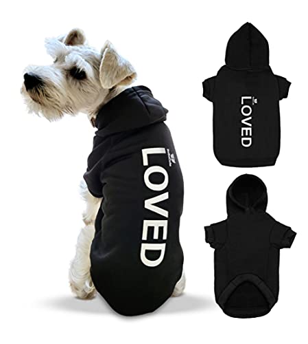 SoSoCute Hunde- und Katzenpullover – Loved Printed Cozy Hoodie Haustierkleidung – weich und stilvoll Sweatshirt für kleine, mittelgroße Haustiere (groß) von SoSoCute