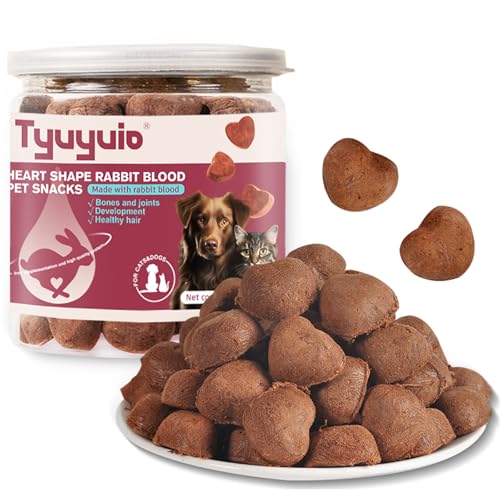 Gefriergetrocknetes Kaninchenblut in Herzform, proteinreiches gefriergetrocknetes Tierfutter für Hunde und Katzen, zusätzliches Eisen.Snacks mit frischen Zutaten, 2,1 oz. von Sobirdos