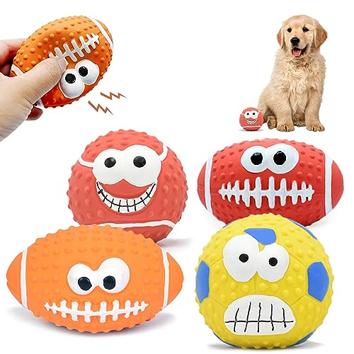 Sobirdos 4 Stücke Hundespielzeug Ball Set,Hundeball Schwimmfähig,Hundekaukugeln,interaktives Spielzeug für kleine und mittelgroße Hunde, zähneknirschendes Hundespielzeug von Sobirdos