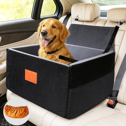 Hunde-Autositz für mittelgroße Hunde – abnehmbares, waschbares Welpenbett für kleine Hunde, erhöhter Sitz, Clip-on-Geschirr und dicke Memory-Schaum-Polsterung, Haustier-Reisebett, kleiner Hunde-Autositz für mittelgroße Hunde – abnehmbares, waschbares Welpenbett für kleine Hunde, erhöhter Sitz, Clip-on-Geschirr und dicke Memory-Schaum-Polsterung, Haustier-Reisebett, kleiner von Soboll