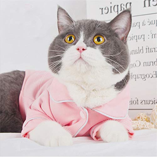 Haustier-Schlafanzug, Schlafanzug, weich, für Welpen, Katzen, Hunde, Kleidung, Haustier-Outfits mit Knopf-Design, Größe M, Rosa von Sobotoo