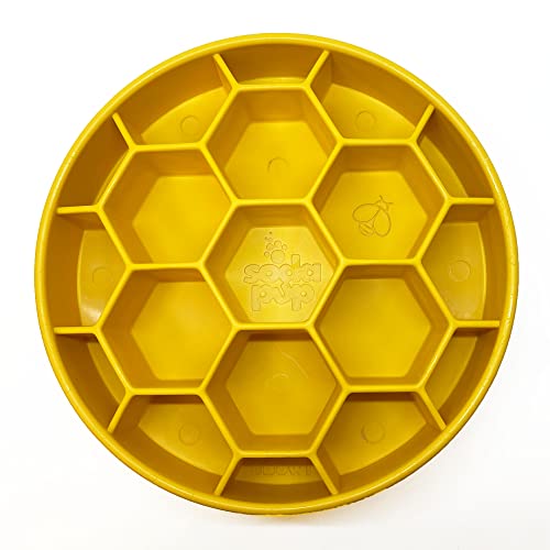 SodaPup Honeycomb Enrichment Bowl - Durable Enrichment Feeder Made in USA aus ungiftigem, haustiersicherem, lebensmittelechtem Material für geistige Stimulation, verlangsamt Essen, gesunde Verdauung und mehr von SodaPup