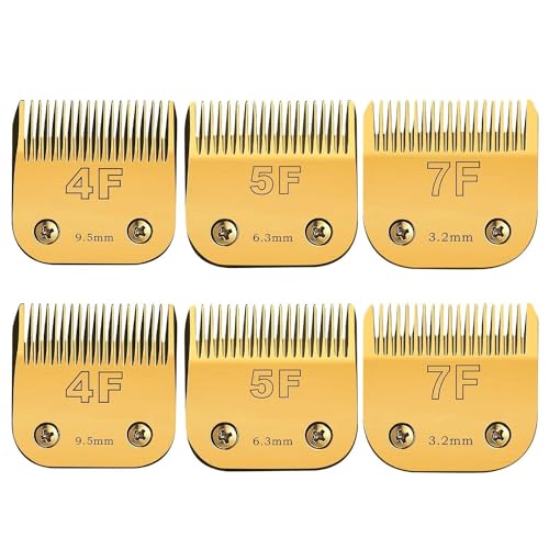 Größe 7FC/5FC/4FC, abnehmbares Fellpflege-Set für Hunde, kompatibel mit Andis, Oster A5, Wahl KM Serie, Schnittlänge 3,2 mm bis 9,5 mm, 6 Stück, Gold Größe 7FC/5FC/4FC, abnehmbares Fellpflege-Set für Hunde, kompatibel mit Andis, Oster A5, Wahl KM Serie, Schnittlänge 3,2 mm bis 9,5 mm, 6 Stück, Gold von Sodaer