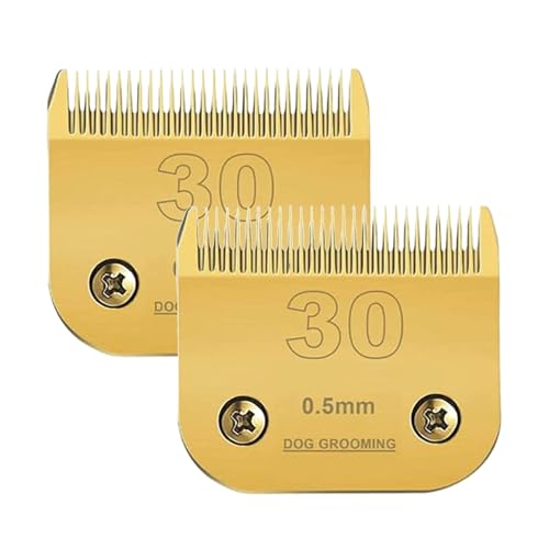 Sodaer 2 Packungen #30 Schermesser für Hundepflege, kompatibel mit Andis Schermaschinen, abnehmbare scharfe Kante, auch kompatibel mit Wahl/Oster Hundeschermaschinen, 0,5 mm Schnittlänge (Gold) von Sodaer