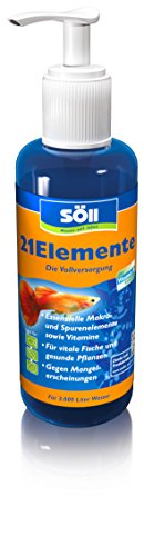 Söll 81288 21Elemente Vitalstoffe für Aquarienfische 250 ml - Fischpflegemittel und Wasseraufbereiter spendet Aquarium Mineralien, Spurenelemente und Vitamine für gesunde Fische und Pflanzen von Söll
